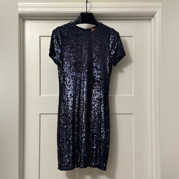 Never worn Tory Burch sequined dress. Navy size small. - Picture 2 of 5